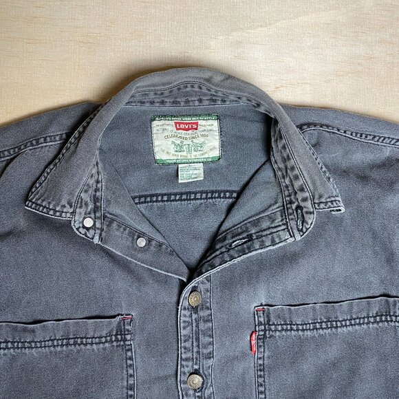 Levis Vintage Mens Grey Denim Button-Up Shirt Large - Picture 2 of 7